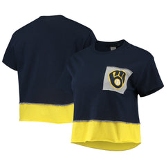 Navy Milwaukee Brewers Refried Apparel Women's Cropped T-Shirt