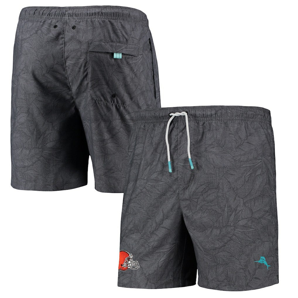 Naples Layered Leaves Swim Trunks - Cleveland Browns