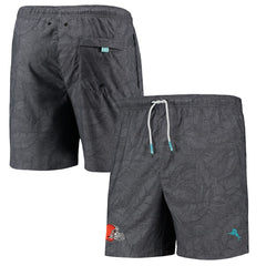 Naples Layered Leaves Swim Trunks - Cleveland Browns