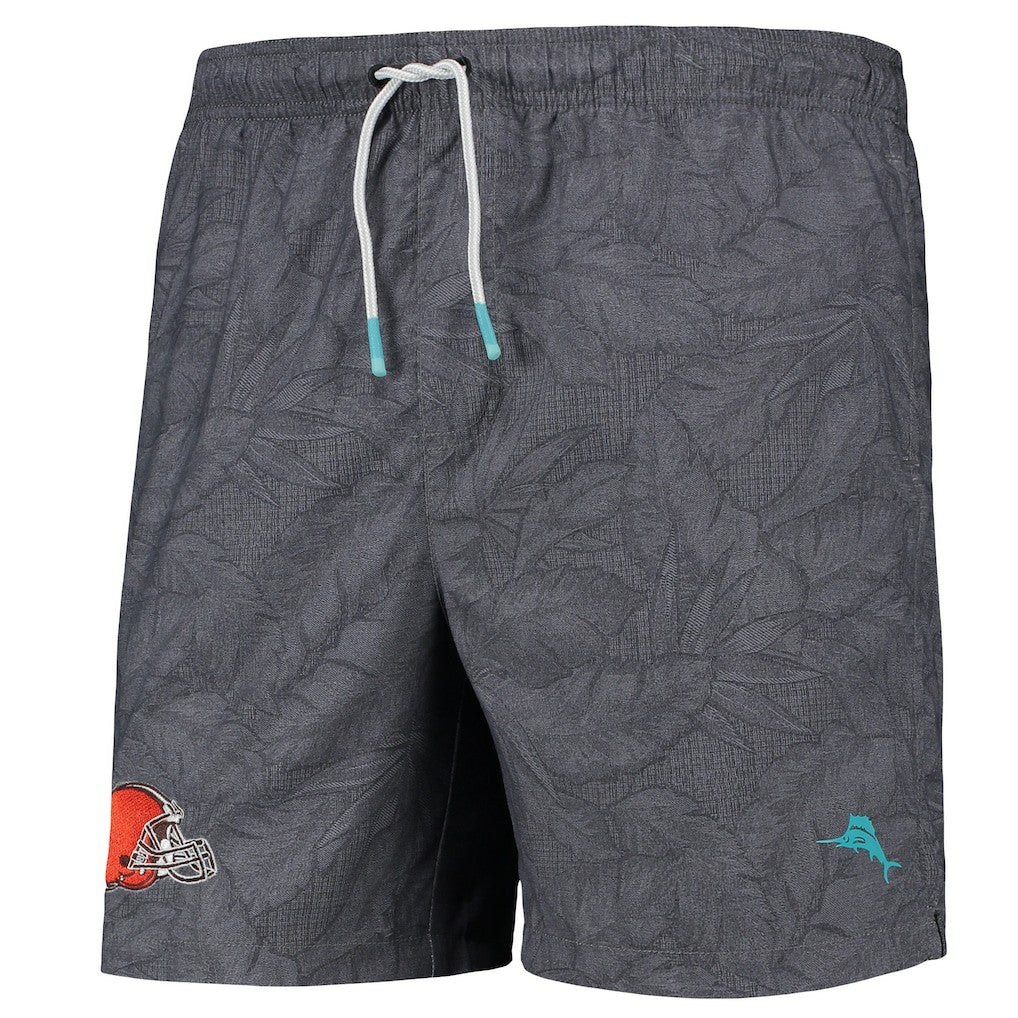 Naples Layered Leaves Swim Trunks - Cleveland Browns