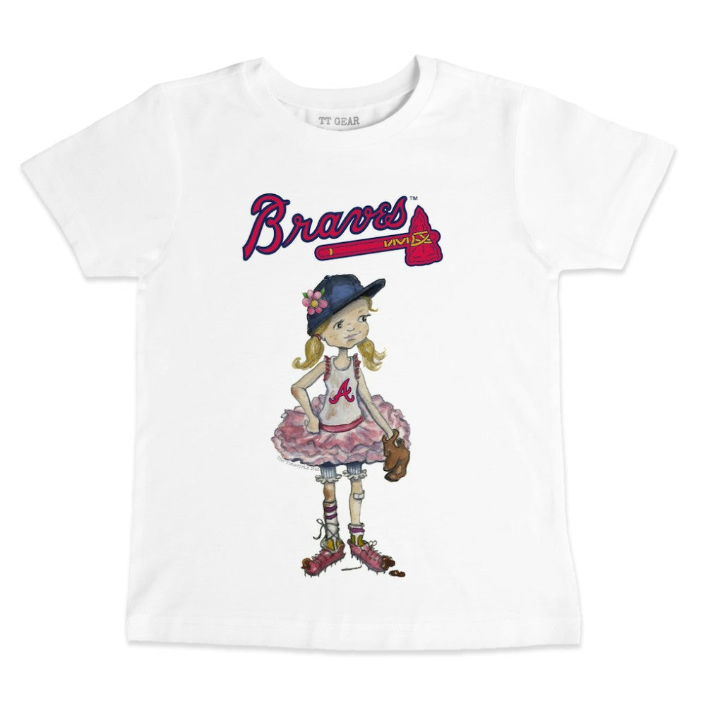 White Atlanta Braves Tiny Turnip Youth Baseball Babes T-Shirt