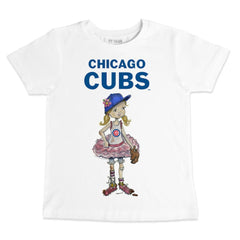 White Chicago Cubs Tiny Turnip Youth Baseball Babes T-Shirt