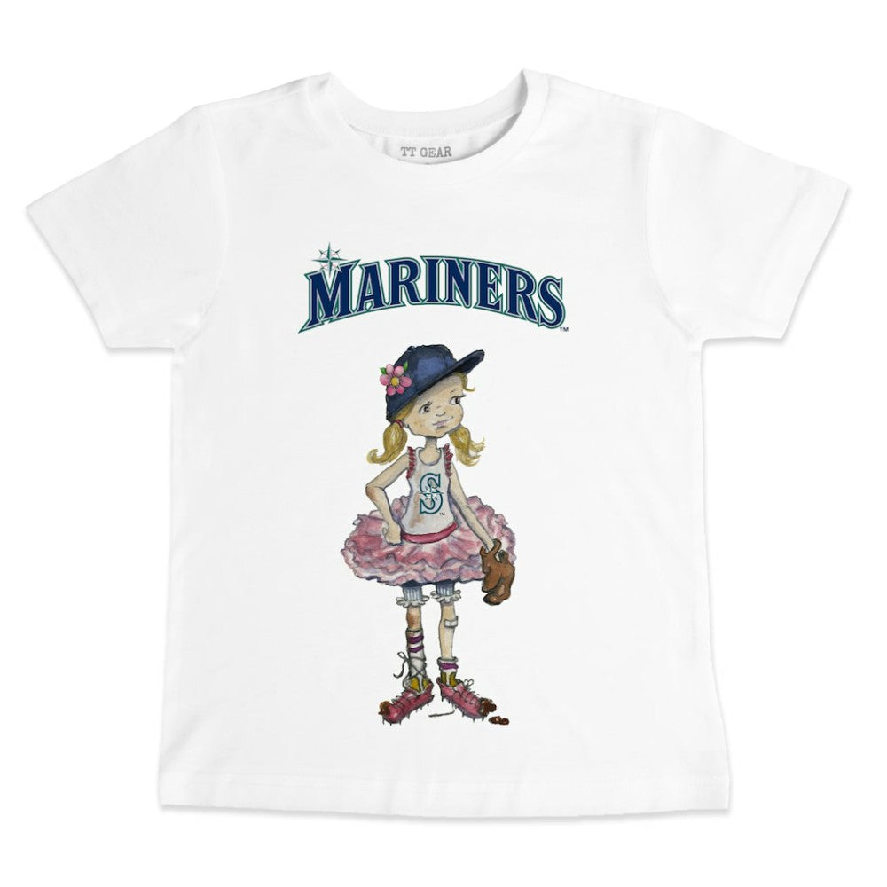 White Seattle Mariners Tiny Turnip Youth Baseball Babes T-Shirt