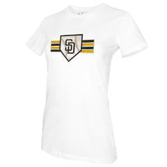 White San Diego Padres Tiny Turnip Women's Base Stripe T-Shirt