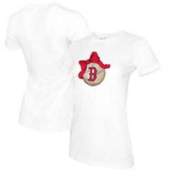 White Boston Red Sox Tiny Turnip Women's Baseball Bow T-Shirt