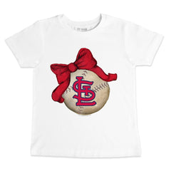 White St. Louis Cardinals Tiny Turnip Youth Baseball Bow T-Shirt