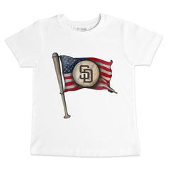 White San Diego Padres Tiny Turnip Youth Baseball Flag T-Shirt