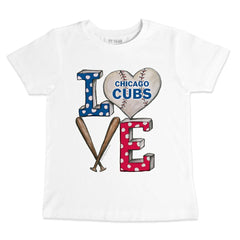 White Chicago Cubs Tiny Turnip Youth Baseball Love T-Shirt
