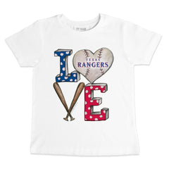 White Texas Rangers Tiny Turnip Youth Baseball Love T-Shirt