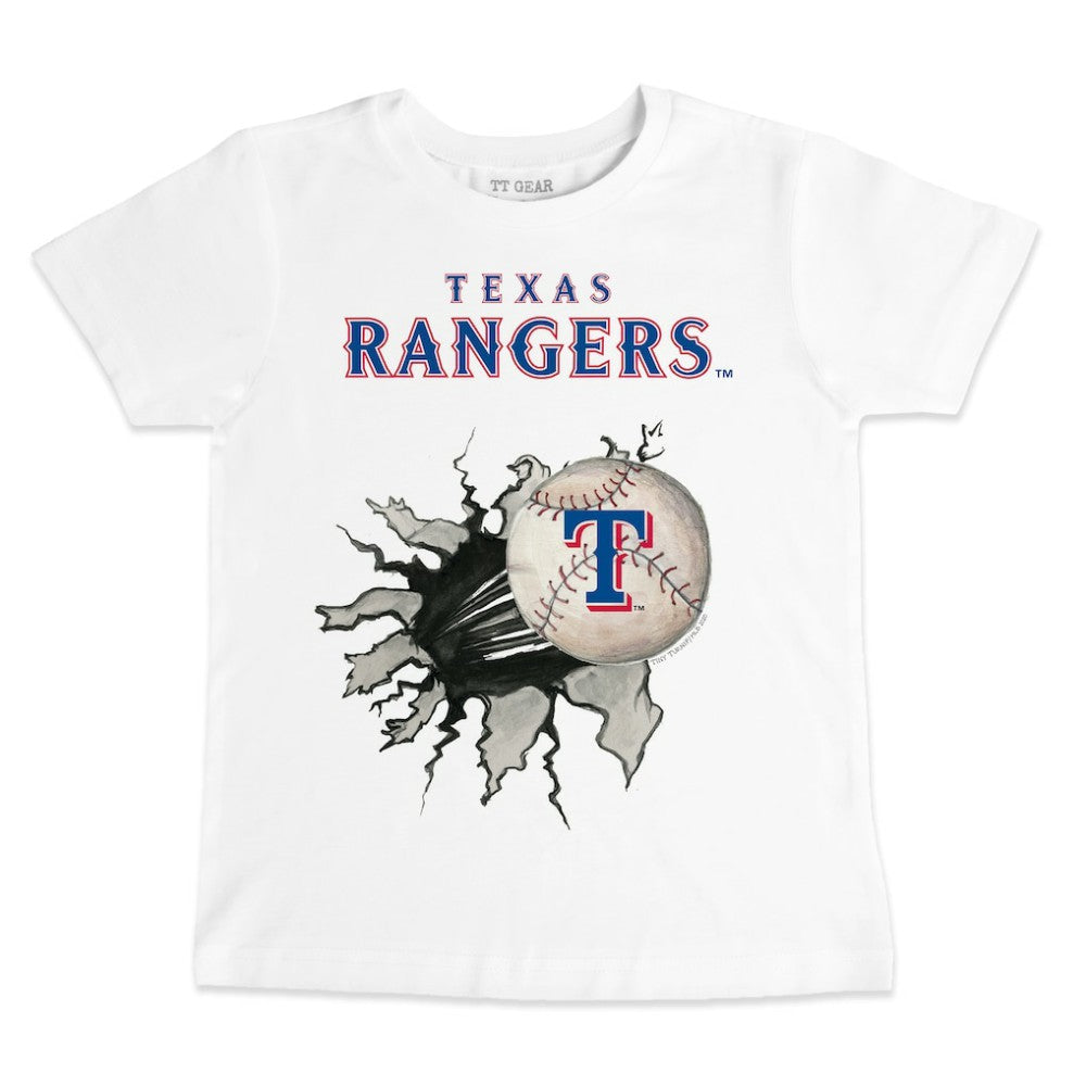 White Texas Rangers Tiny Turnip Youth Baseball Tear T-Shirt