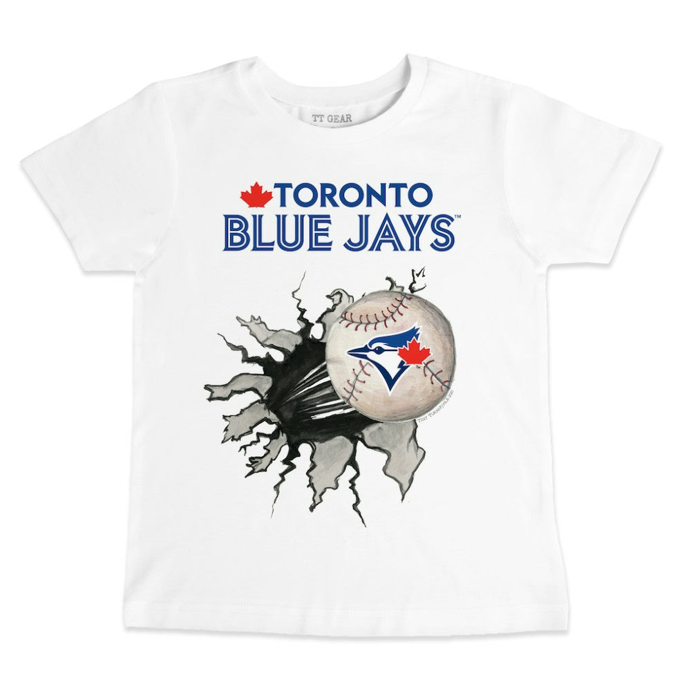 White Toronto Blue Jays Tiny Turnip Youth Baseball Tear T-Shirt