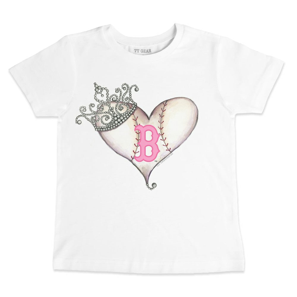 White Boston Red Sox Tiny Turnip Youth Baseball Tiara Heart T-Shirt