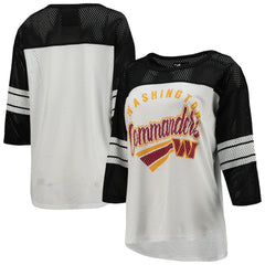 G-III 4Her by Carl Banks Women's First Team 3/4-Sleeve Mesh T-Shirt - Washington Commanders T-shirts