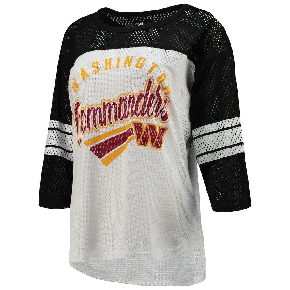 G-III 4Her by Carl Banks Women's First Team 3/4-Sleeve Mesh T-Shirt - Washington Commanders T-shirts