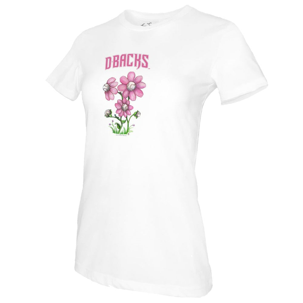 White Arizona Diamondbacks Tiny Turnip Women's Blooming Baseballs T-Shirt