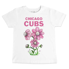 White Chicago Cubs Tiny Turnip Youth Blooming Baseballs T-Shirt