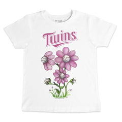 White Minnesota Twins Tiny Turnip Youth Blooming Baseballs T-Shirt