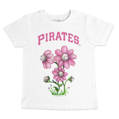 White Pittsburgh Pirates Tiny Turnip Youth Blooming Baseballs T-Shirt