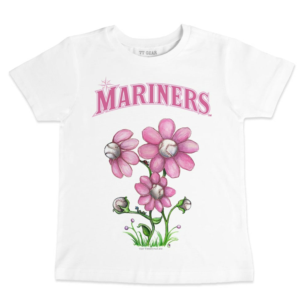 White Seattle Mariners Tiny Turnip Youth Blooming Baseballs T-Shirt