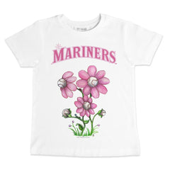 White Seattle Mariners Tiny Turnip Youth Blooming Baseballs T-Shirt