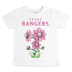 White Texas Rangers Tiny Turnip Youth Blooming Baseballs T-Shirt