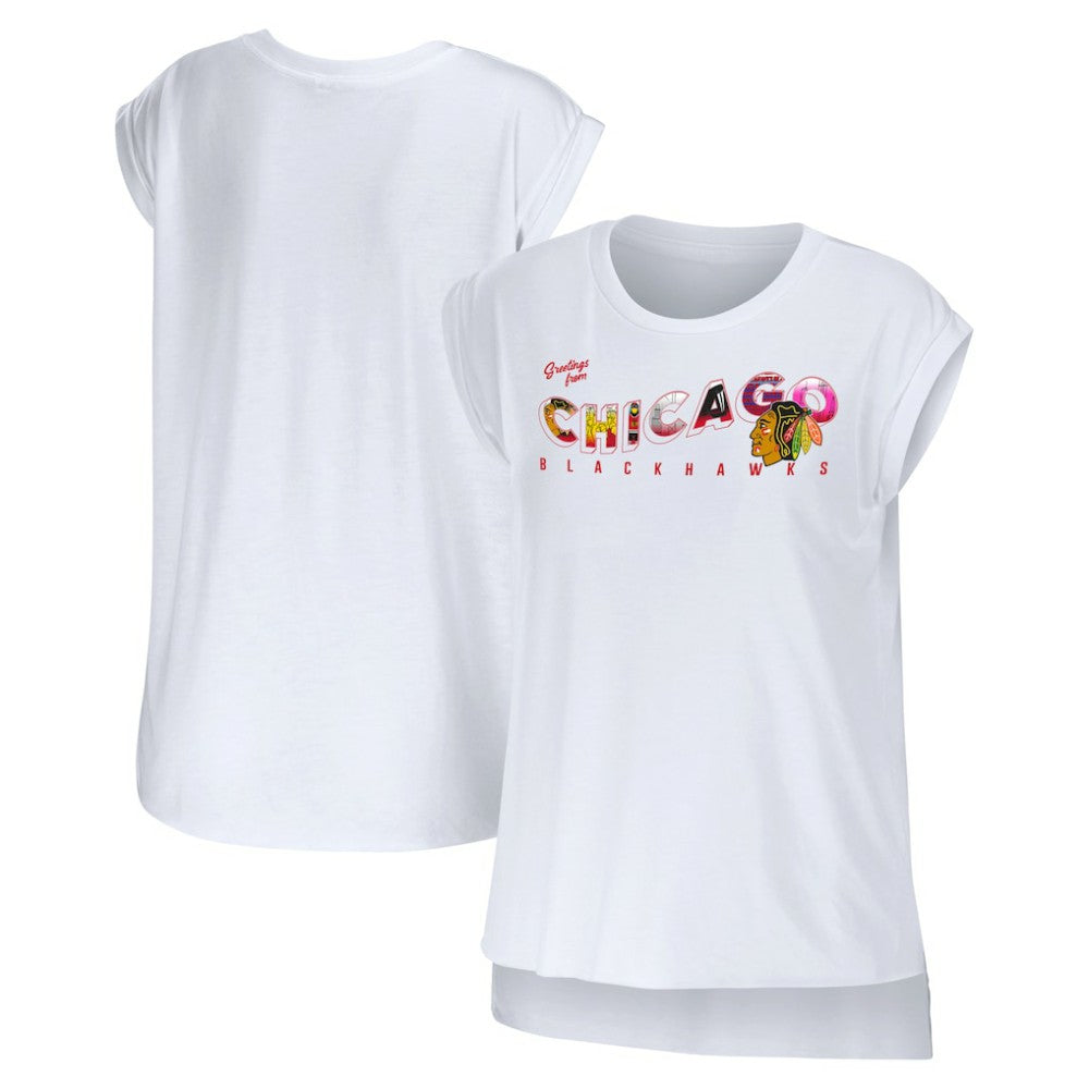 NHL Chicago Blackhawks WEAR by Erin Andrews Women's Greetings From Muscle T-Shirt