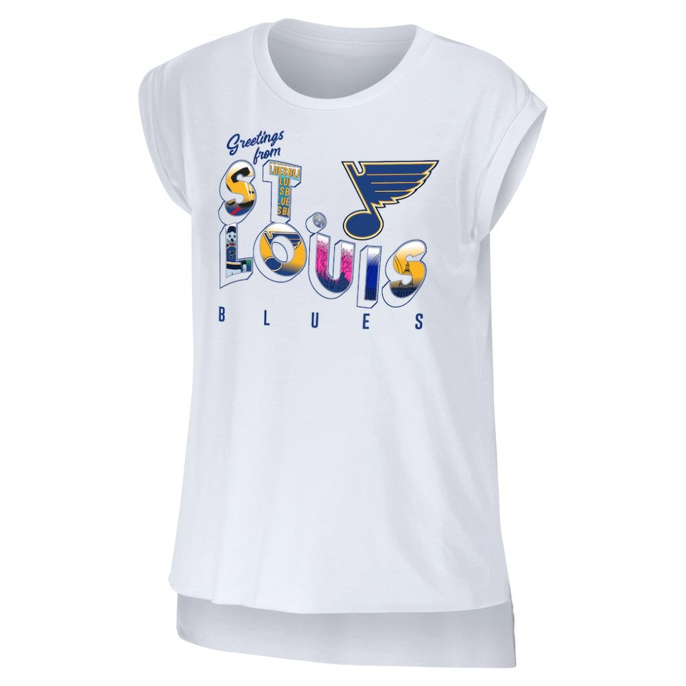NHL St. Louis Blues WEAR by Erin Andrews Women's Greetings From Muscle T-Shirt