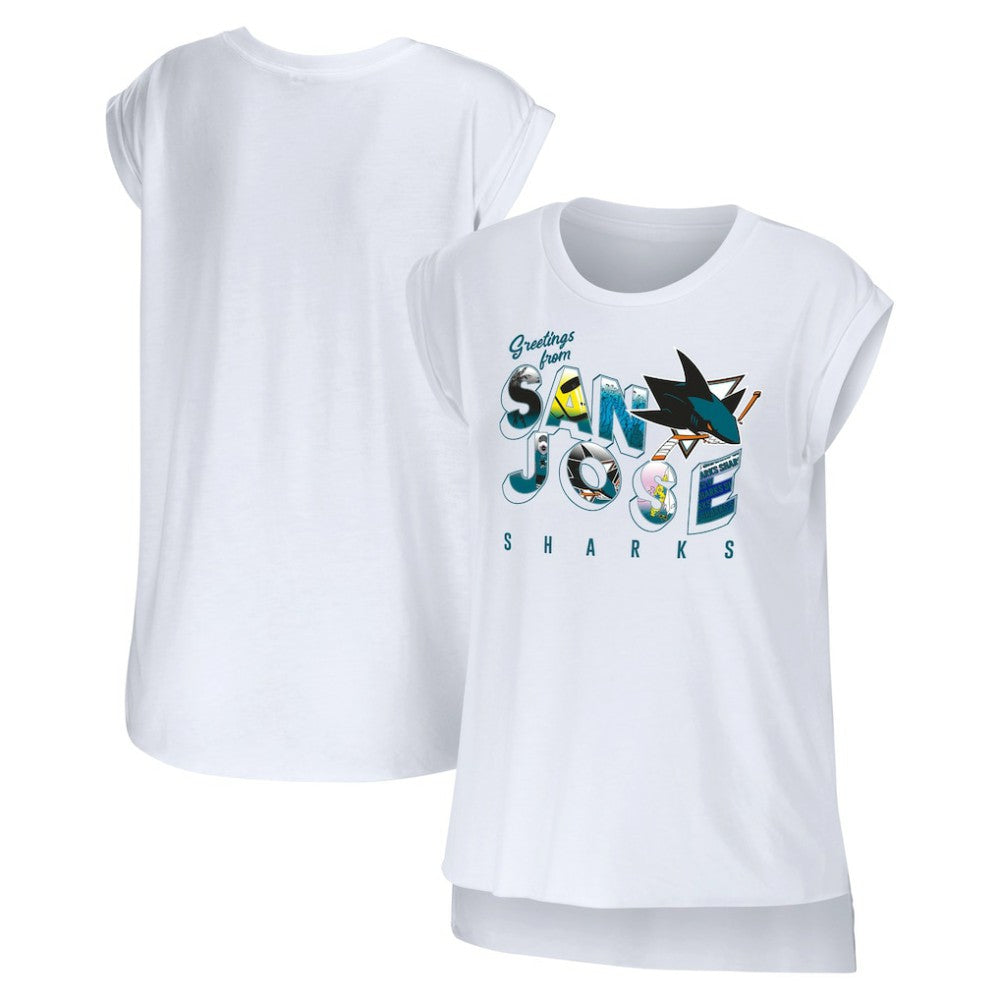 NHL San Jose Sharks WEAR by Erin Andrews Women's Greetings From Muscle T-Shirt
