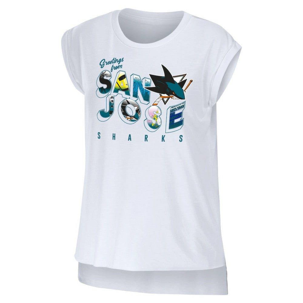 NHL San Jose Sharks WEAR by Erin Andrews Women's Greetings From Muscle T-Shirt