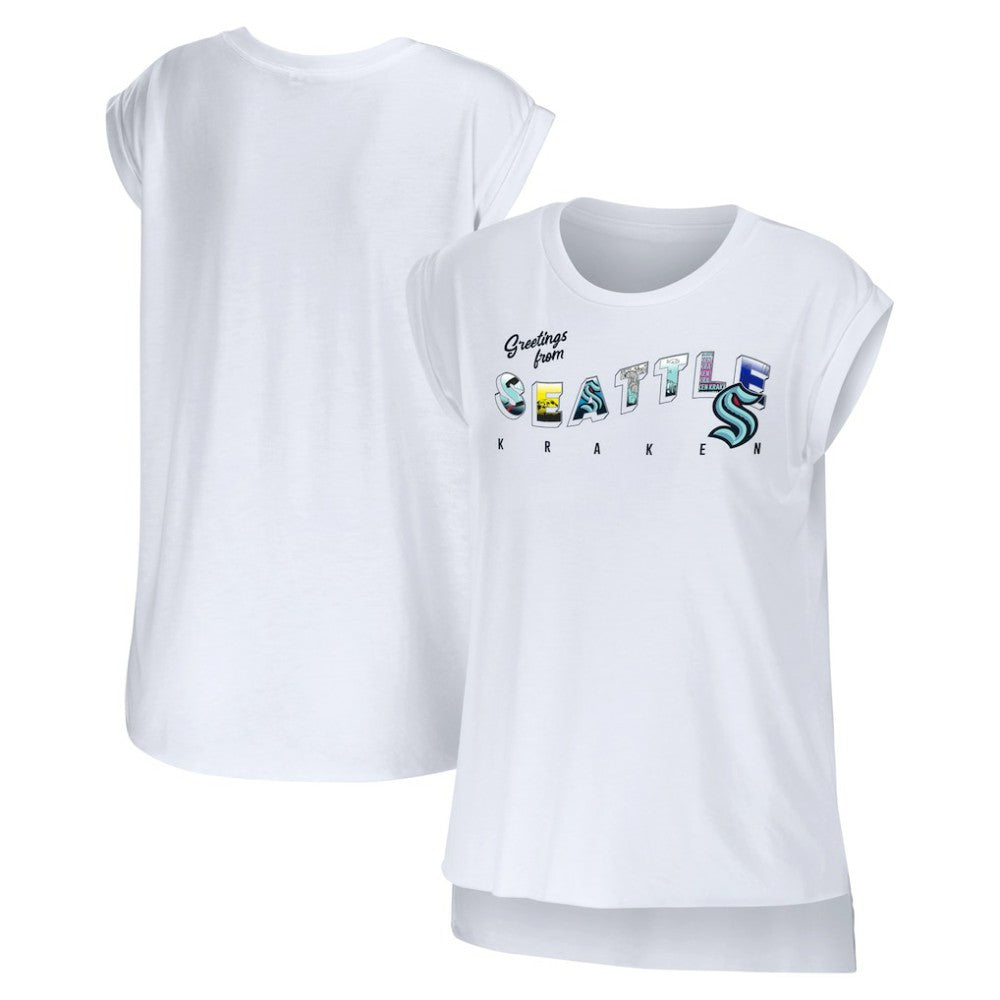 NHL Seattle Kraken WEAR by Erin Andrews Women's Greetings From Muscle T-Shirt
