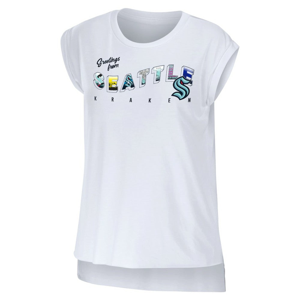 NHL Seattle Kraken WEAR by Erin Andrews Women's Greetings From Muscle T-Shirt
