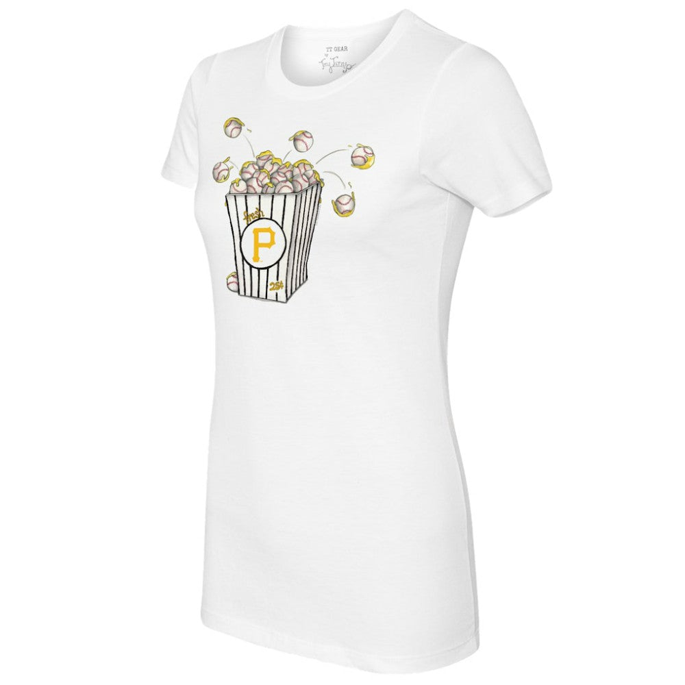 White Pittsburgh Pirates Tiny Turnip Women's Popcorn T-Shirt