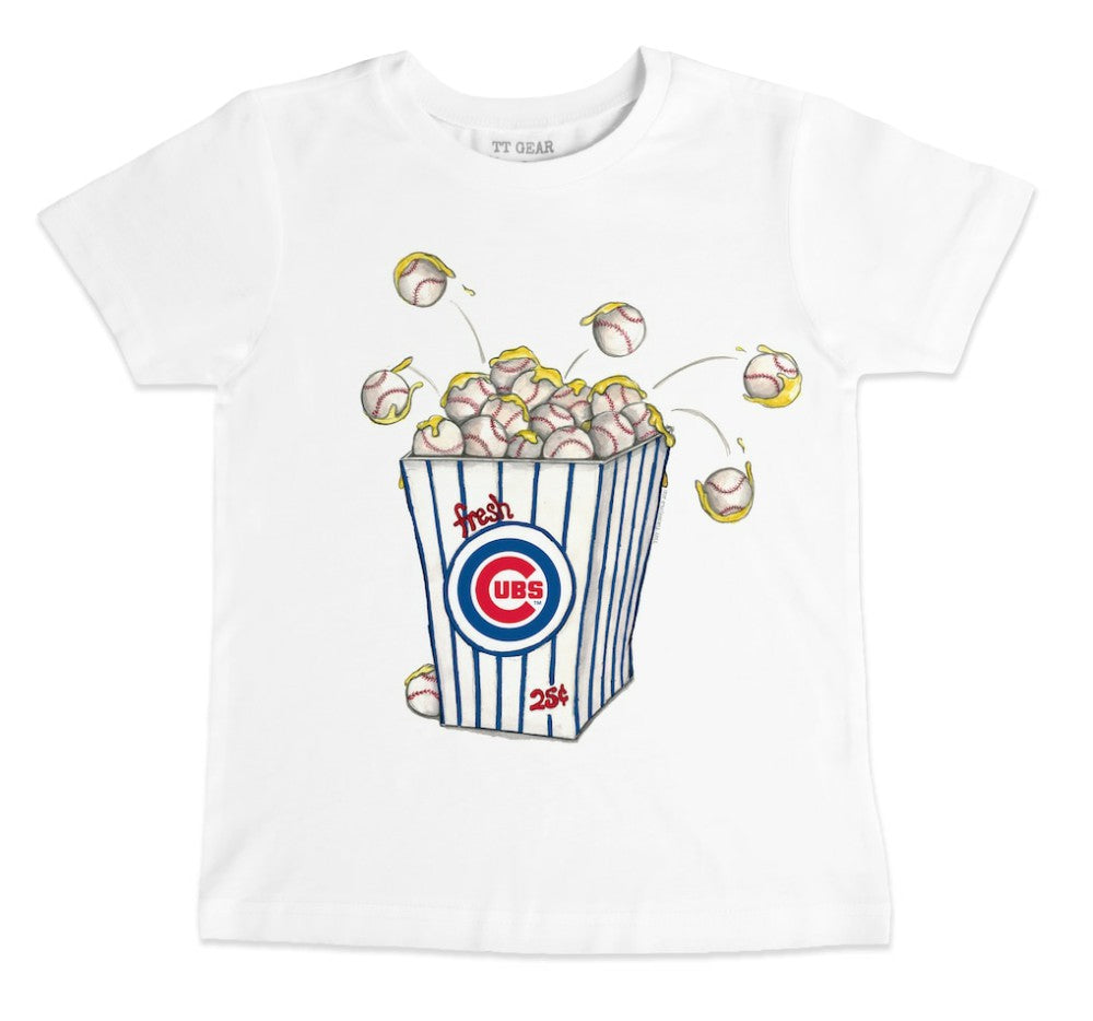 White Chicago Cubs Tiny Turnip Youth Popcorn T-Shirt
