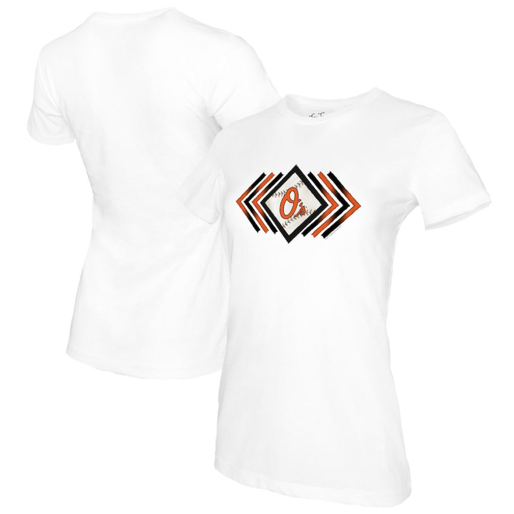 White Baltimore Orioles Tiny Turnip Women's Prism Arrows T-Shirt