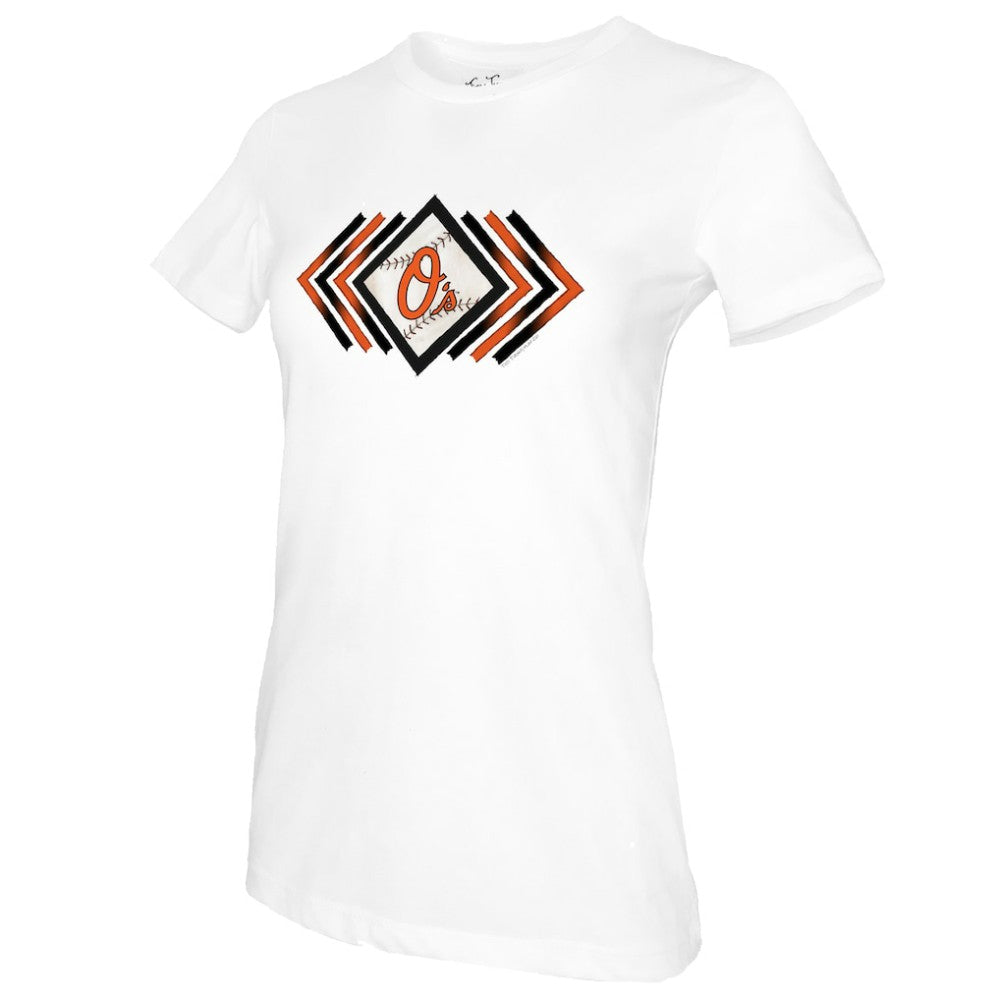 White Baltimore Orioles Tiny Turnip Women's Prism Arrows T-Shirt