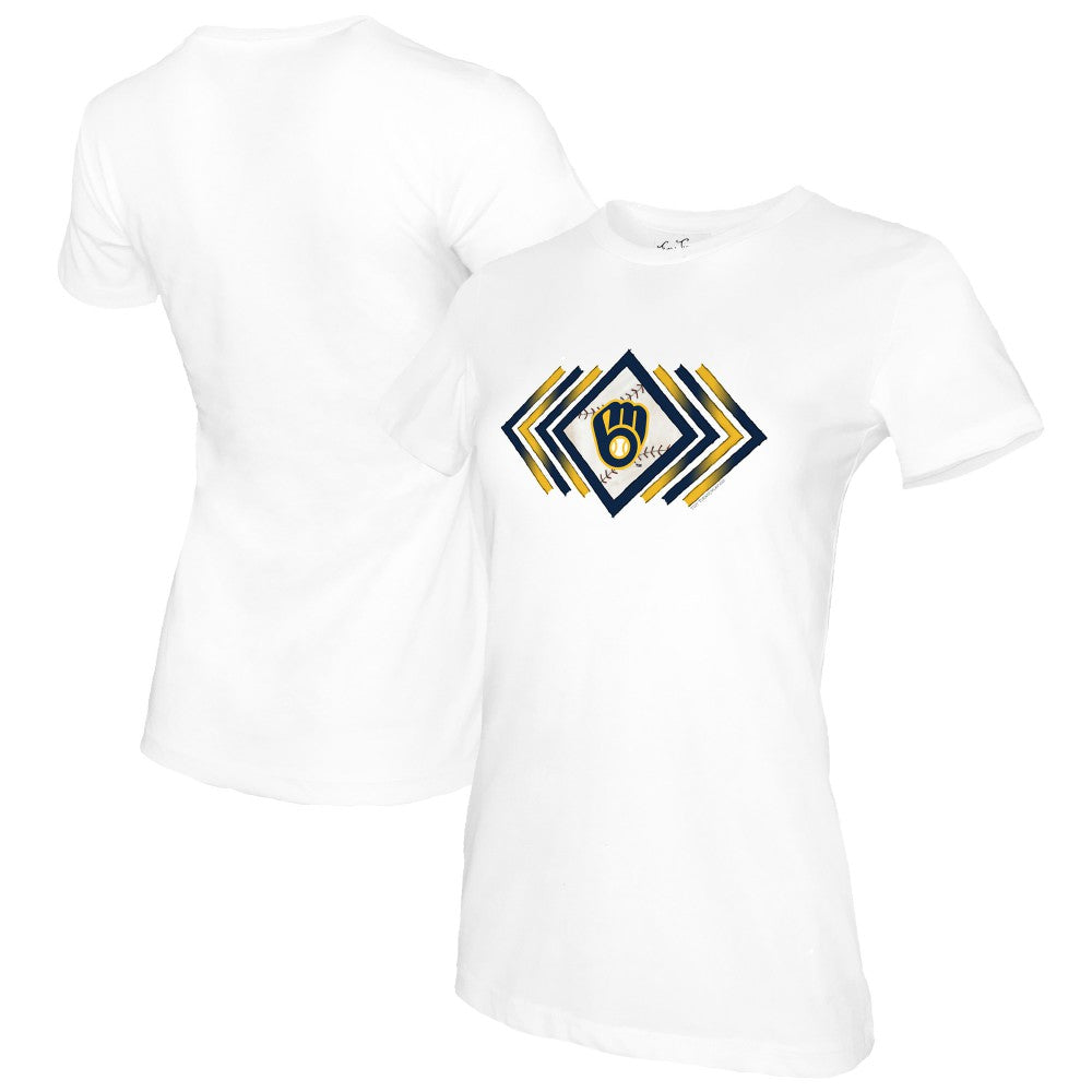 White Milwaukee Brewers Tiny Turnip Women's Prism Arrows T-Shirt