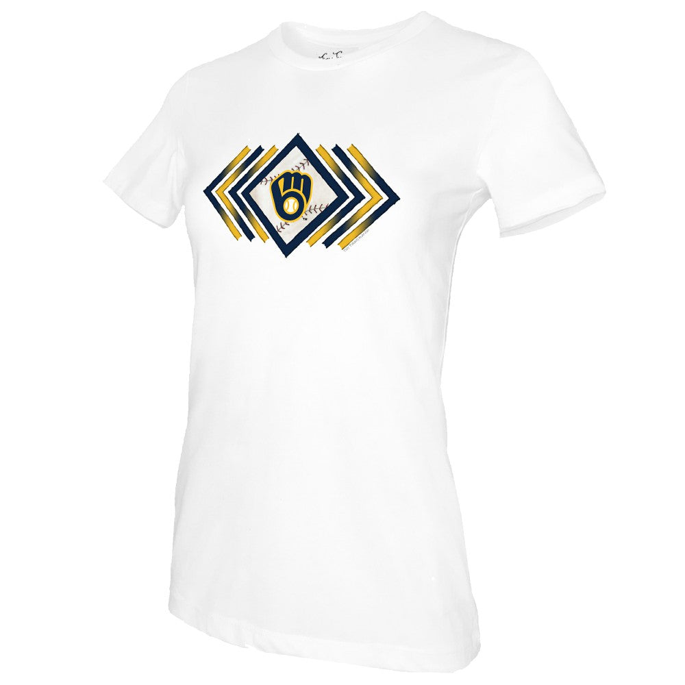 White Milwaukee Brewers Tiny Turnip Women's Prism Arrows T-Shirt