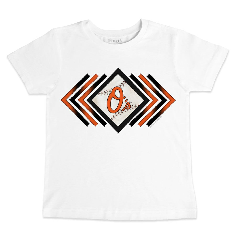 White Baltimore Orioles Tiny Turnip Youth Prism Arrows T-Shirt
