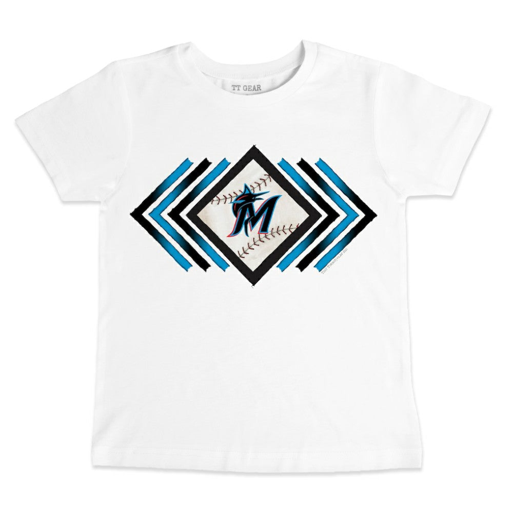 White Miami Marlins Tiny Turnip Youth Prism Arrows T-Shirt
