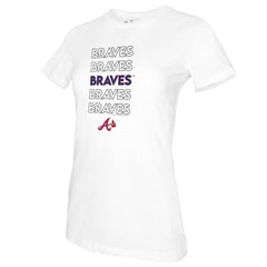 White Atlanta Braves Tiny Turnip Women's Stacked T-Shirt