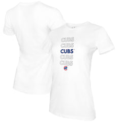 White Chicago Cubs Tiny Turnip Women's Stacked T-Shirt