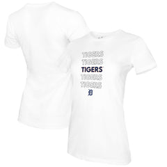 White Detroit Tigers Tiny Turnip Women's Stacked T-Shirt