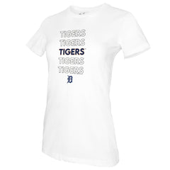 White Detroit Tigers Tiny Turnip Women's Stacked T-Shirt