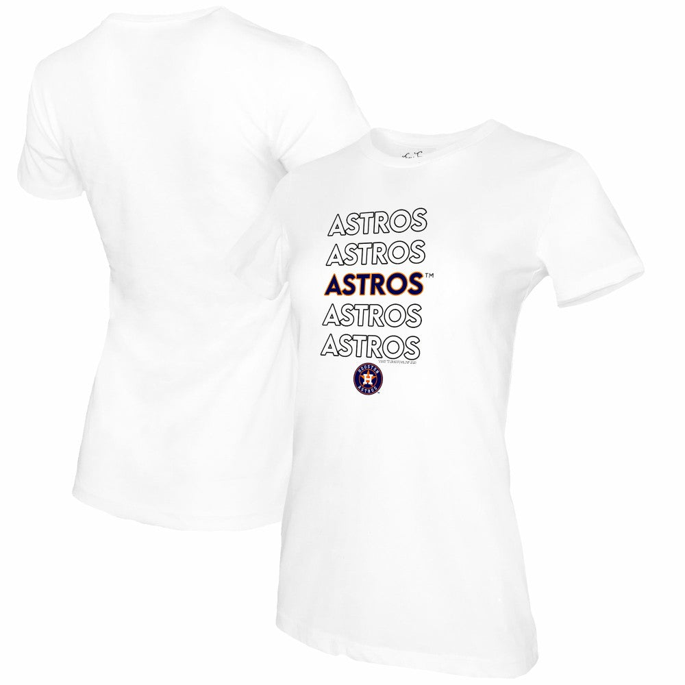 White Houston Astros Tiny Turnip Women's Stacked T-Shirt
