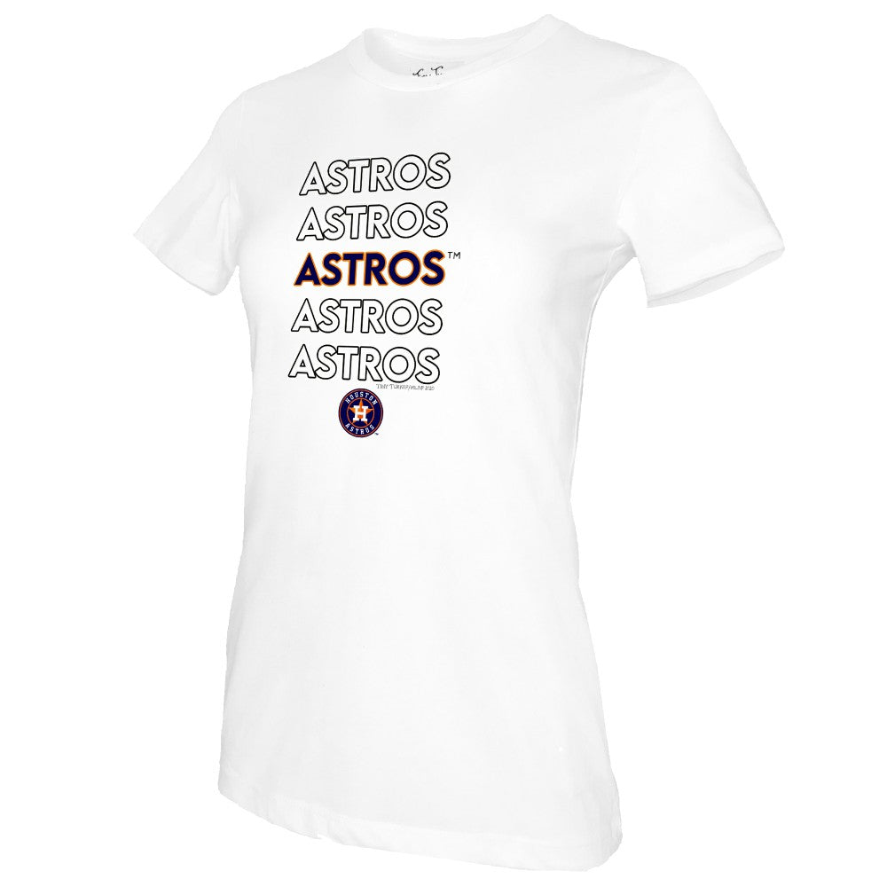White Houston Astros Tiny Turnip Women's Stacked T-Shirt