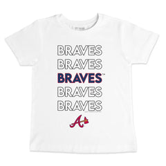 White Atlanta Braves Tiny Turnip Youth Stacked T-Shirt