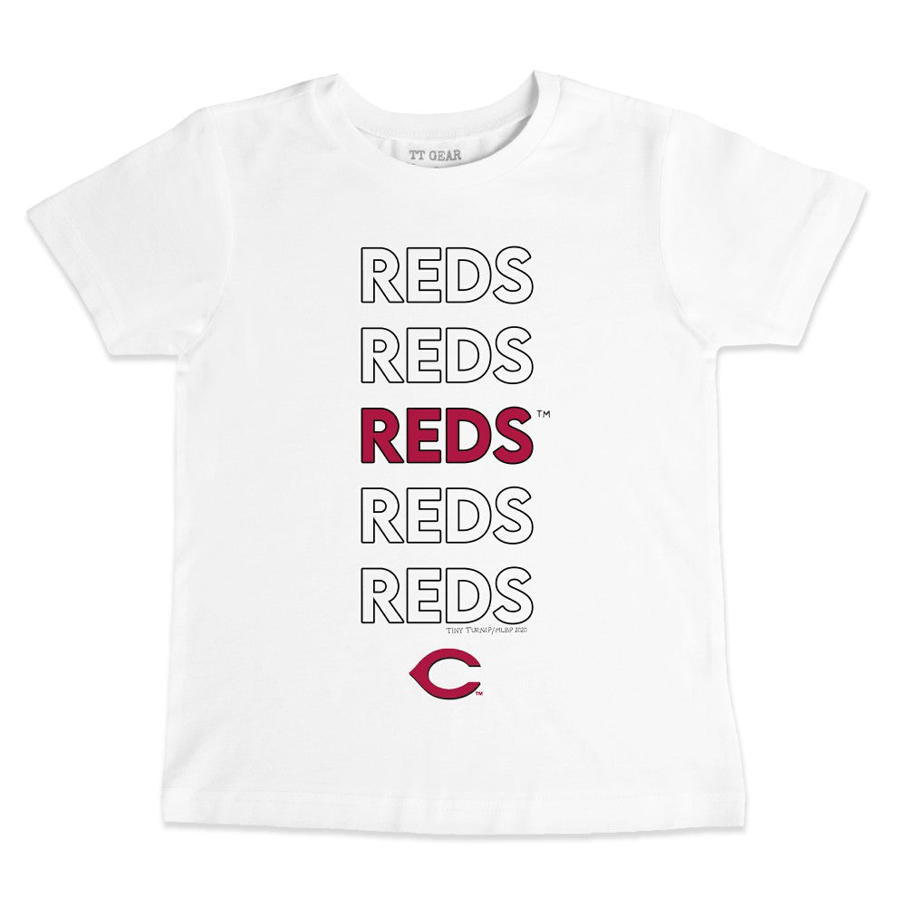 White Cincinnati Reds Tiny Turnip Youth Stacked T-Shirt