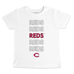 White Cincinnati Reds Tiny Turnip Youth Stacked T-Shirt