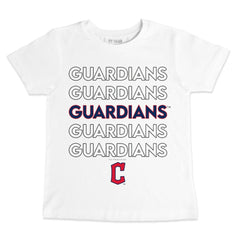 White Cleveland Guardians Tiny Turnip Youth Stacked T-Shirt