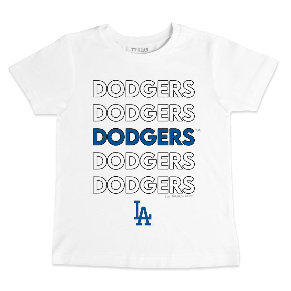 White Los Angeles Dodgers Tiny Turnip Youth Stacked T-Shirt